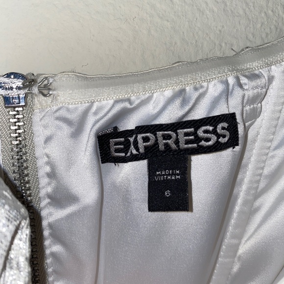Express Strapless White/Silver Dress - Picture 6 of 8